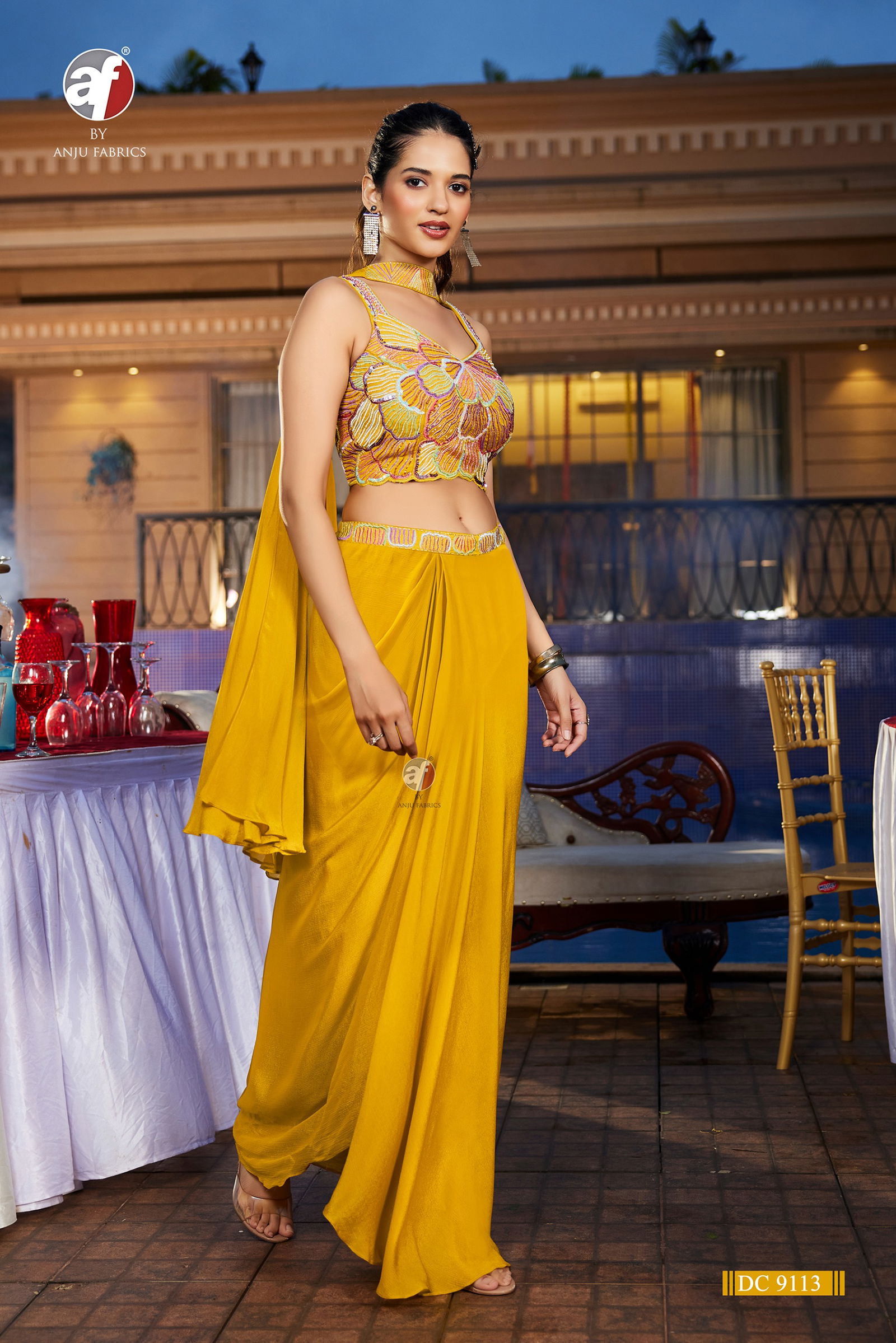 DC 9113 By Af Chiffon Western Party Wear Readymade Suit Wholesalers In Delhi

